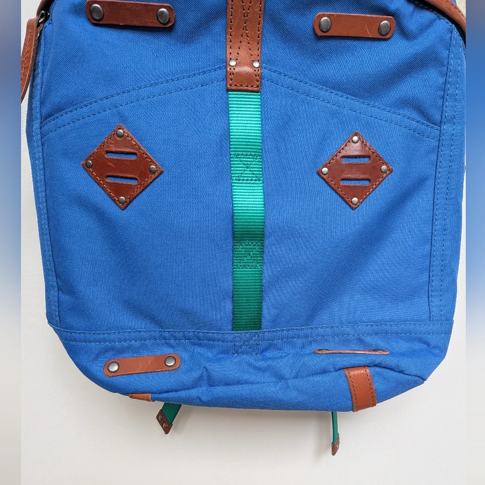 Will Leather Goods Colorblock Blue Leather Accent Backpack